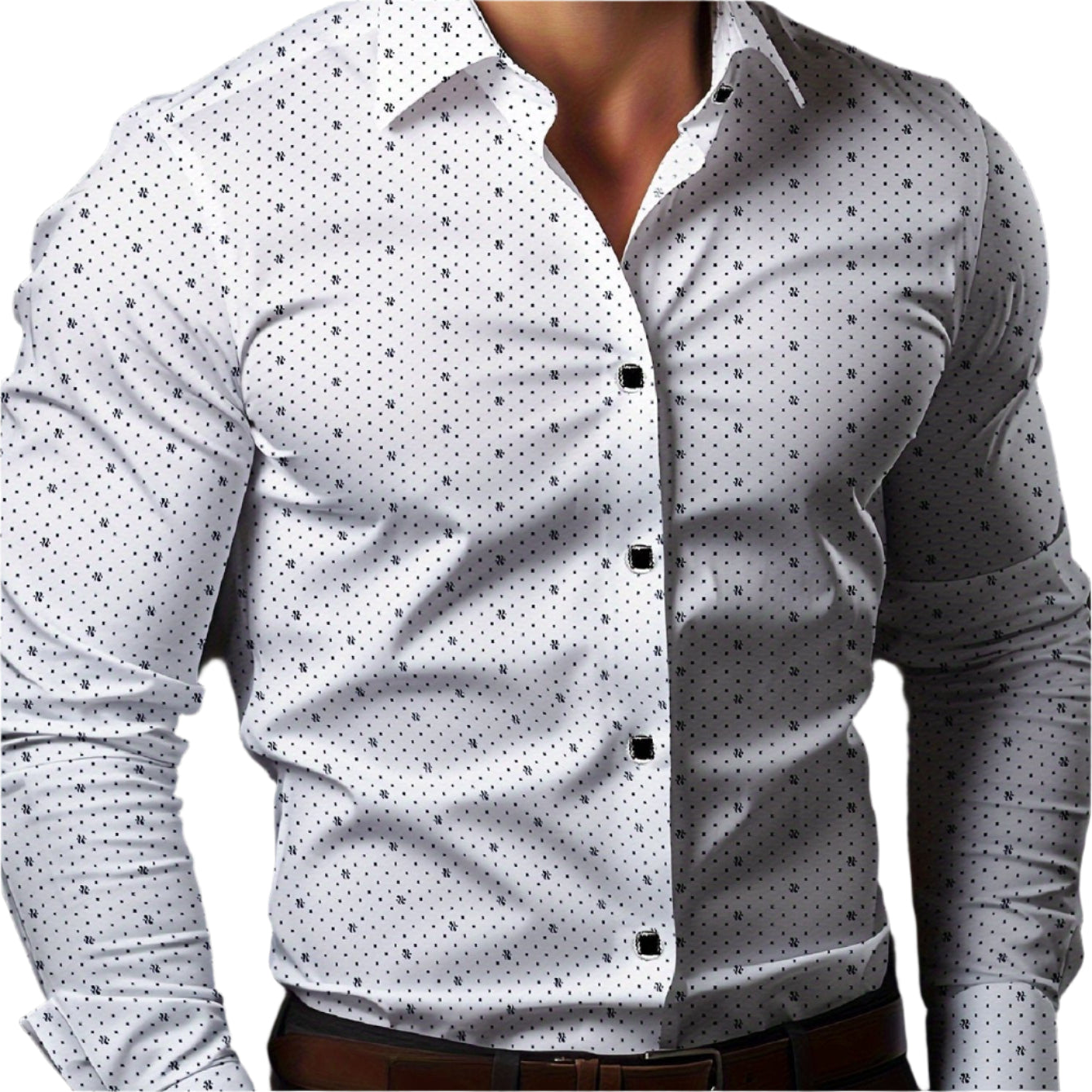 Slim Fit Herenoverhemd met Lange Mouwen en Microdessin – ULTRAMODERN STIJL