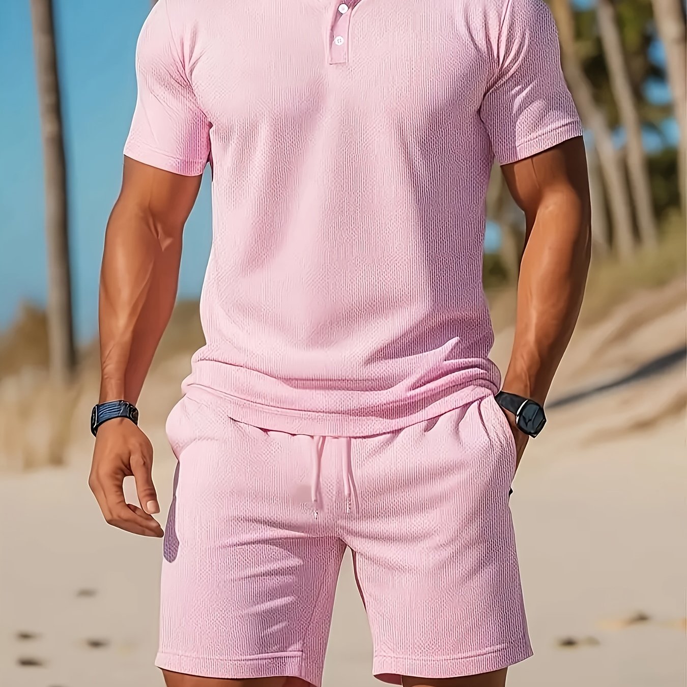 Heren - 2-Delig Zomers Polo en Shortset - Ademend Mesh - Casual Kleding - ZOMERSET EDGE