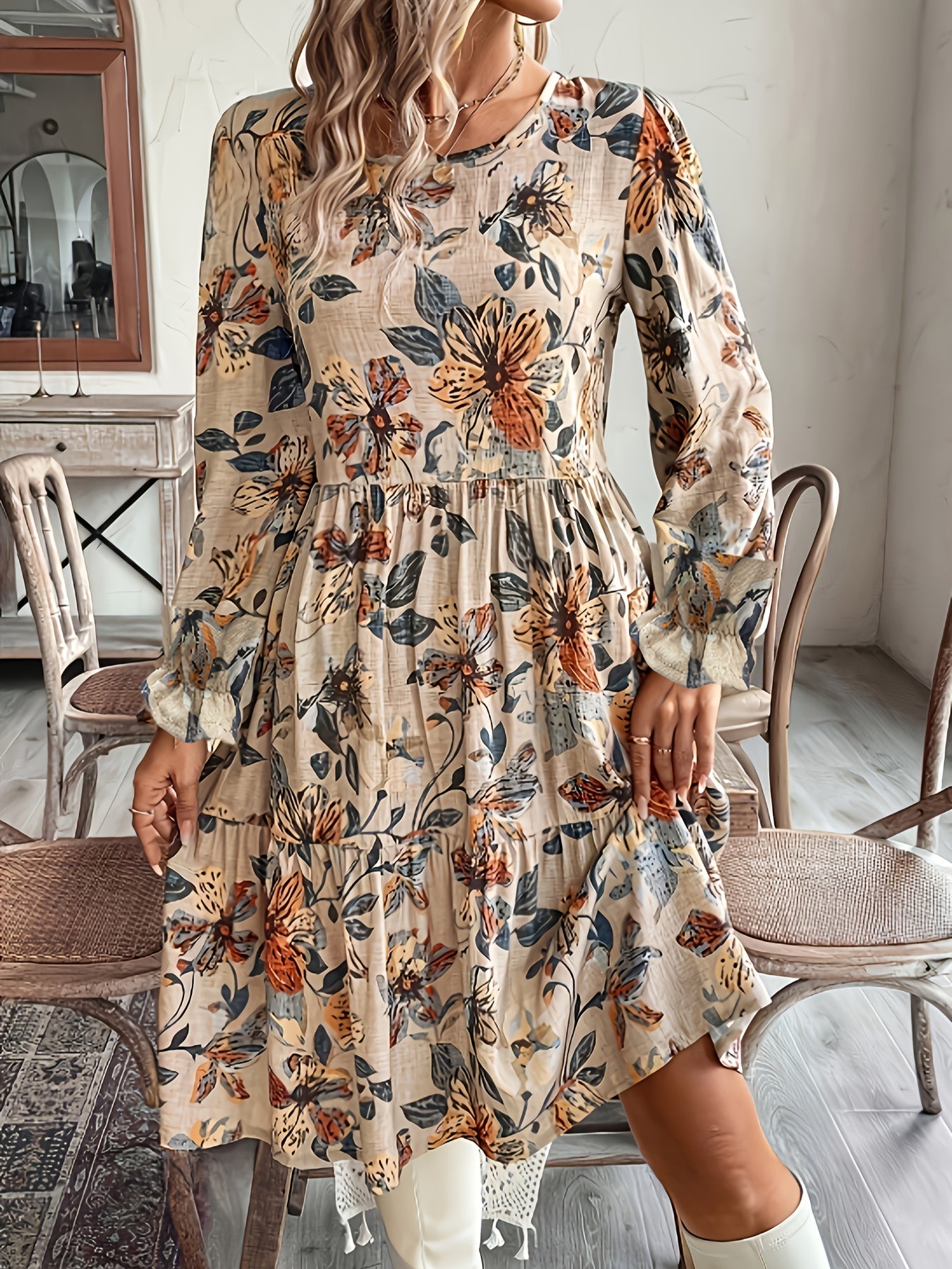 Vrouwen - Bloemenprint Jurk - Losse Pasvorm - Casual Vakantiekleding - ALIDA DRESS