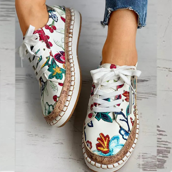 Dames - Geborduurde Canvas Sneakers - Ademend en Lichtgewicht - Casual Zomerschoen - PETAL WALK