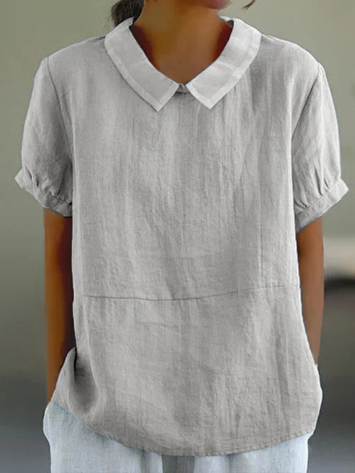 Losvallende damesblouse met colkraag en lange mouwen – EvieraSoft HighNeck