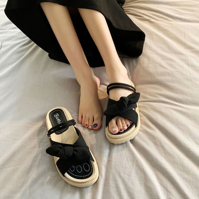 Elegante dames sandalen met strikdetail en zachte bandjes – LÉA CHARM