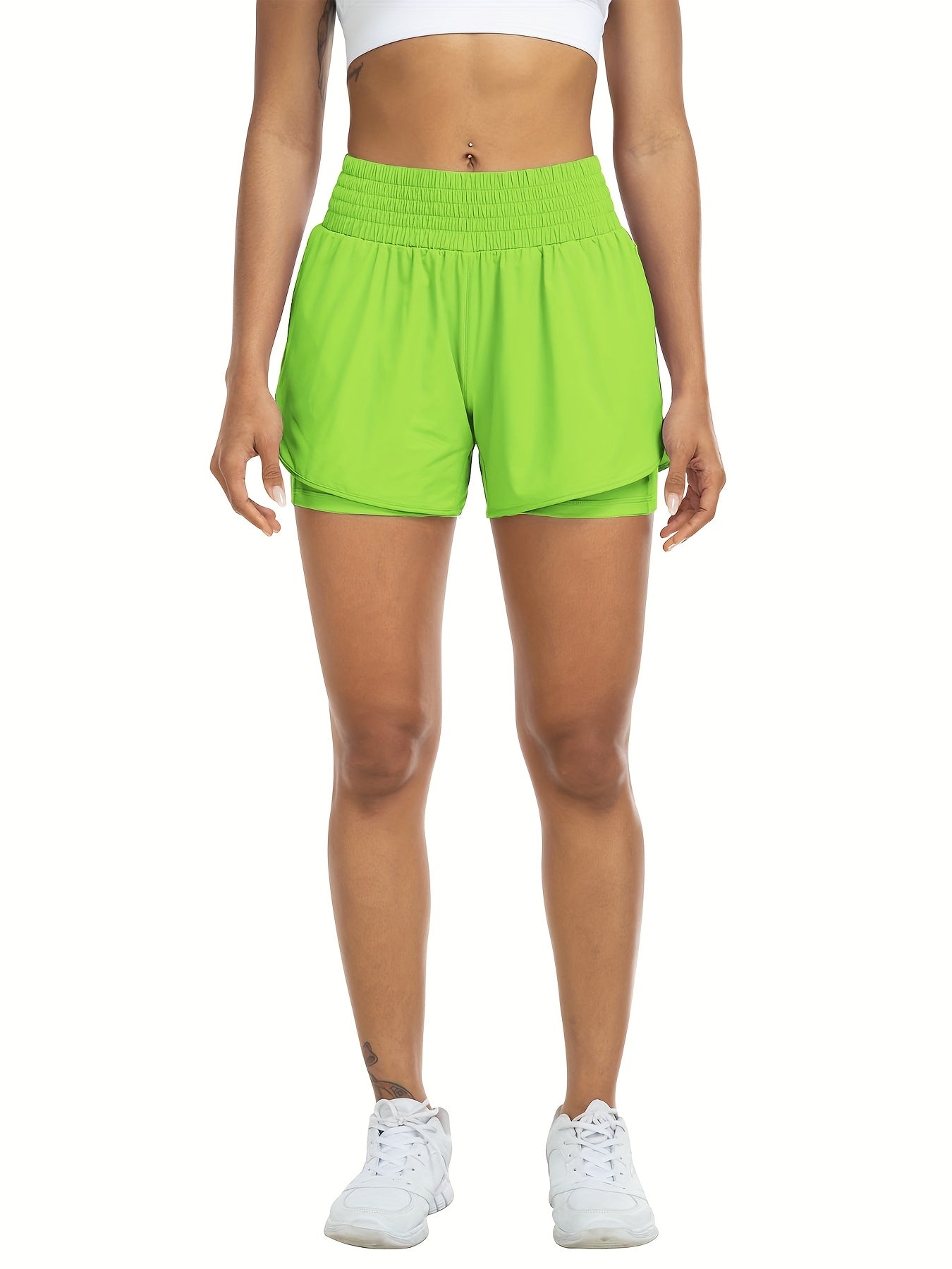 Dames - Trainingsshort - Dubbele Laag - Hoge Taille - Actieve Dagen