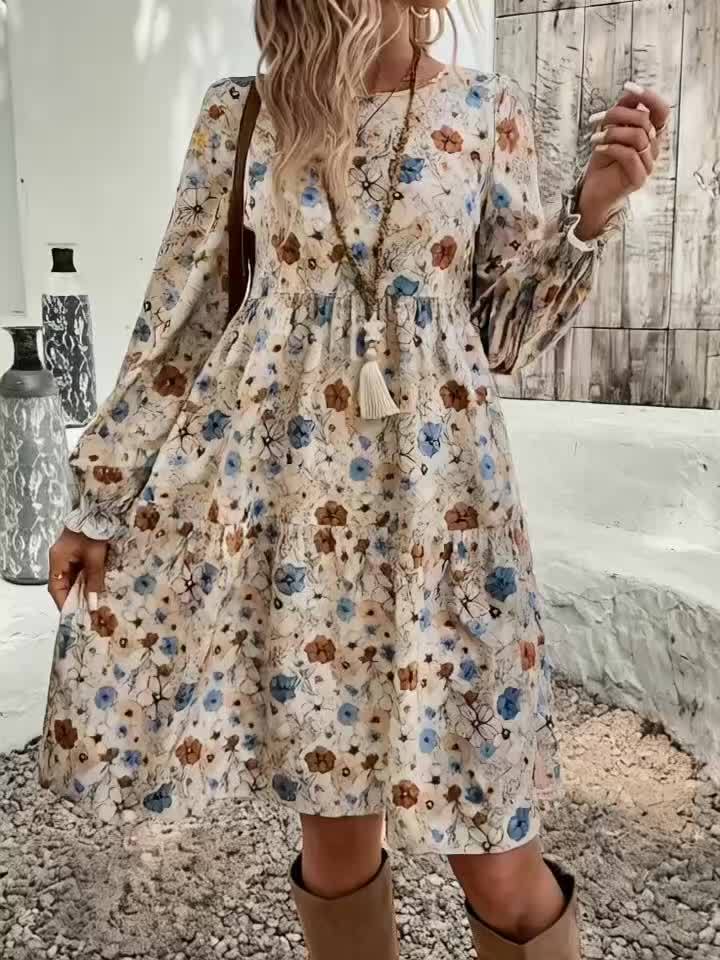 Vrouwen - Bloemenprint Jurk - Losse Pasvorm - Casual Vakantiekleding - ALIDA DRESS