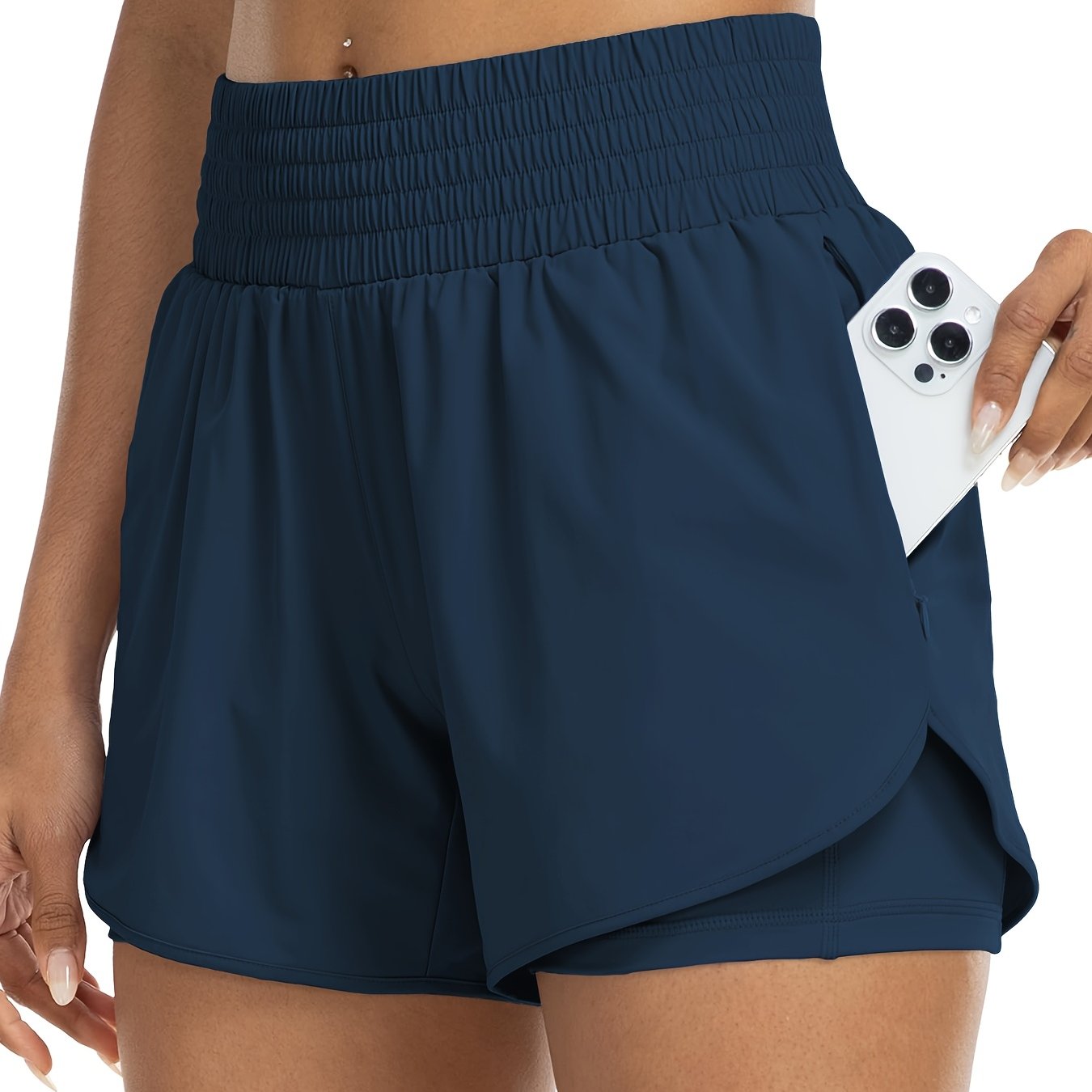 Dames - Trainingsshort - Dubbele Laag - Hoge Taille - Actieve Dagen