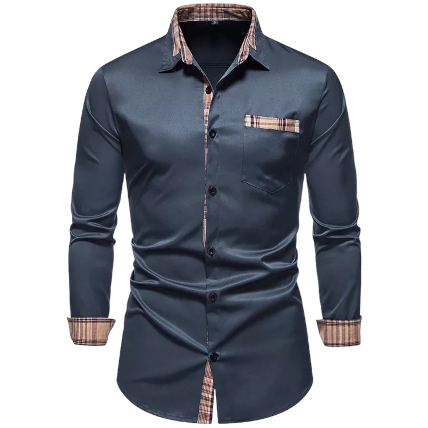 RENO - Slim fit overhemd met stijlvolle ruitaccenten
