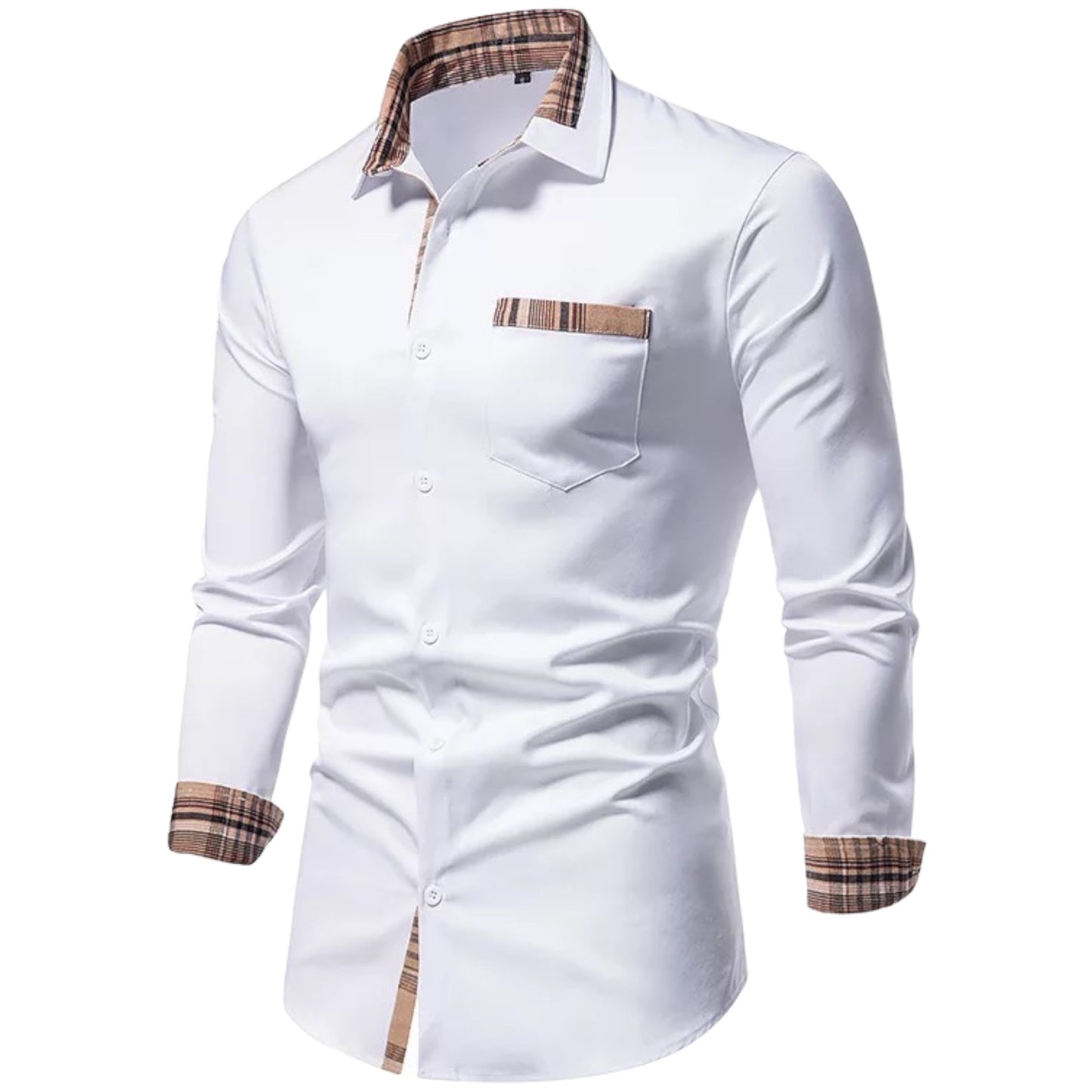 RENO - Slim fit overhemd met stijlvolle ruitaccenten