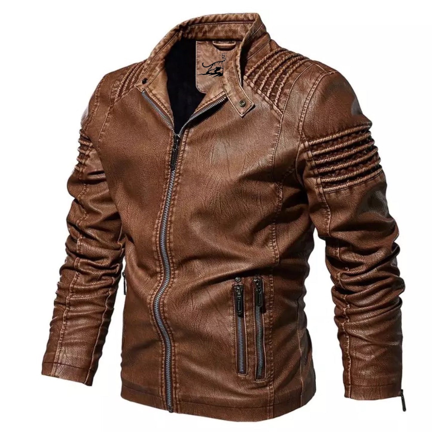 LOGAN – Leren jack met ritssluiting en zakken voor een stoere en tijdloze look