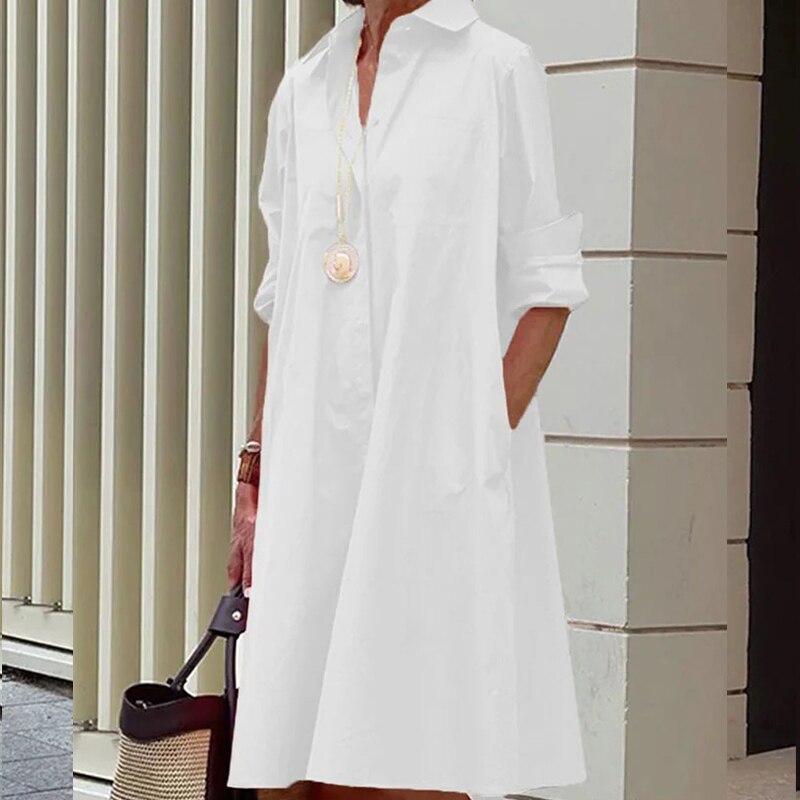 Oversized zwarte overhemdjurk voor moeiteloze stijl – NoirEase