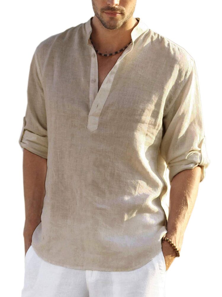Heren - Casual T-shirt - Ademend Katoen-Linnen - Strand Kleding - Bence Henley