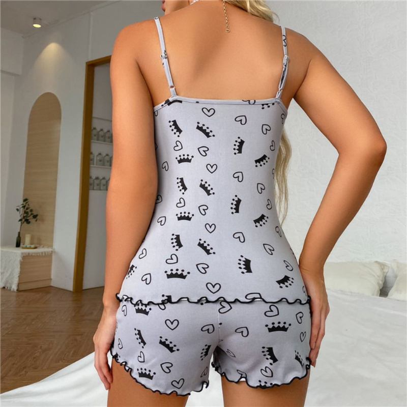 Korte satijnen dames pyjamaset met romantische uitstraling – LUNEA SOFTSHEEN