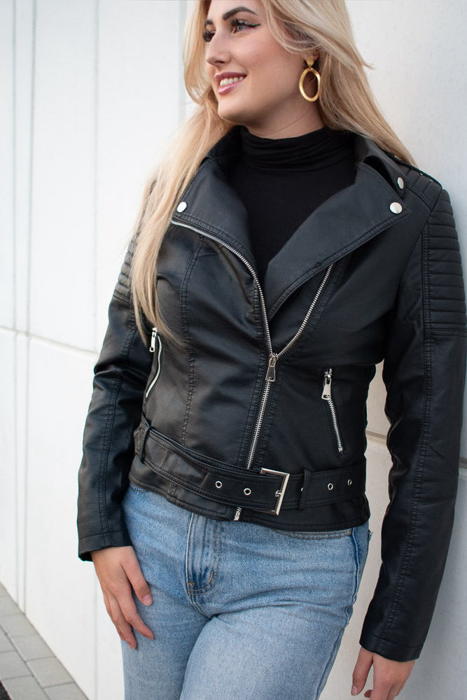 VIVIAN - Leren bikerjasje voor dames