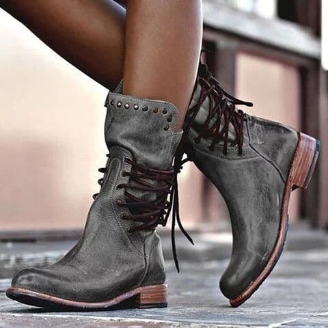 Laarzen - Dames - Leren - Vintage Uiterlijk - Luxe Stijl
