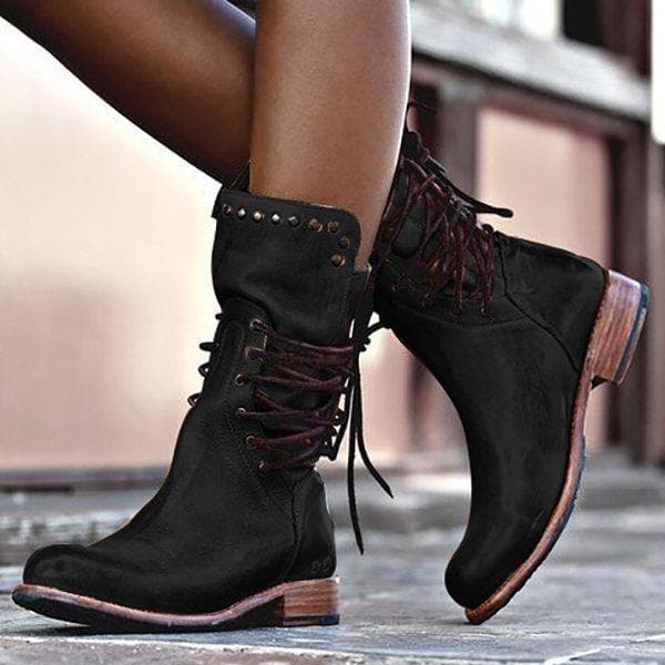 Laarzen - Dames - Leren - Vintage Uiterlijk - Luxe Stijl