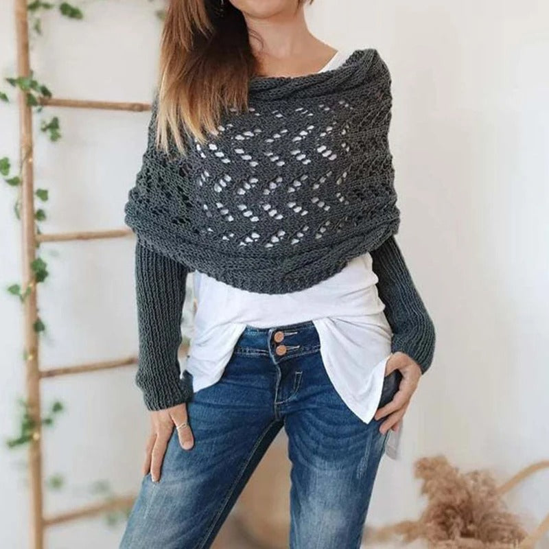 Dames - Gebreid Schouderstuk - Luchtig Patroon - Comfortabele Draagstijl - MODERNE TOUCH