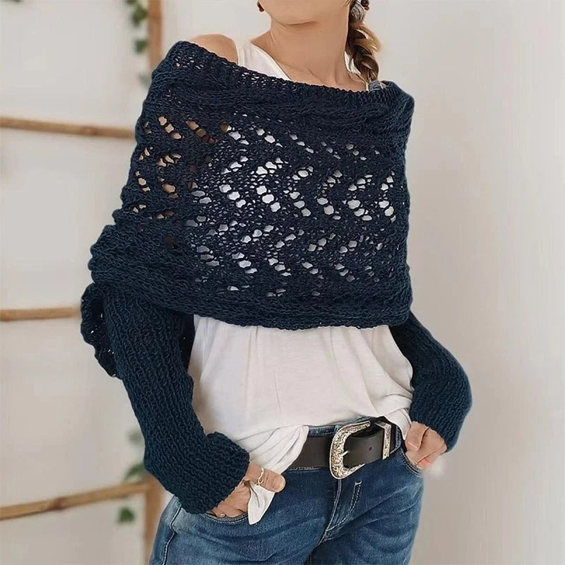 Dames - Gebreid Schouderstuk - Luchtig Patroon - Comfortabele Draagstijl - MODERNE TOUCH