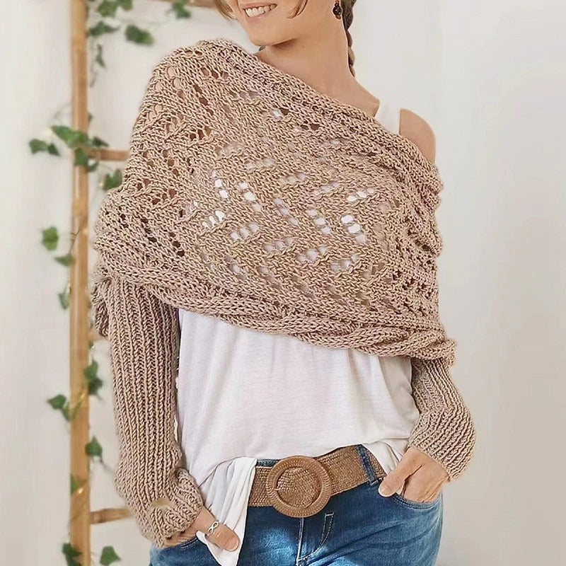 Dames - Gebreid Schouderstuk - Luchtig Patroon - Comfortabele Draagstijl - MODERNE TOUCH