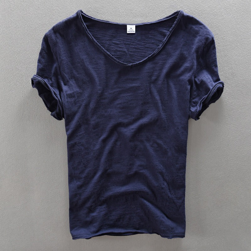 Heren T-shirt met V-hals en Casual Pasvorm voor een Ontspannen Look – COSIMO STIJL