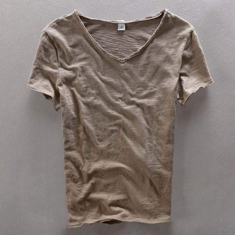 Heren T-shirt met V-hals en Casual Pasvorm voor een Ontspannen Look – COSIMO STIJL