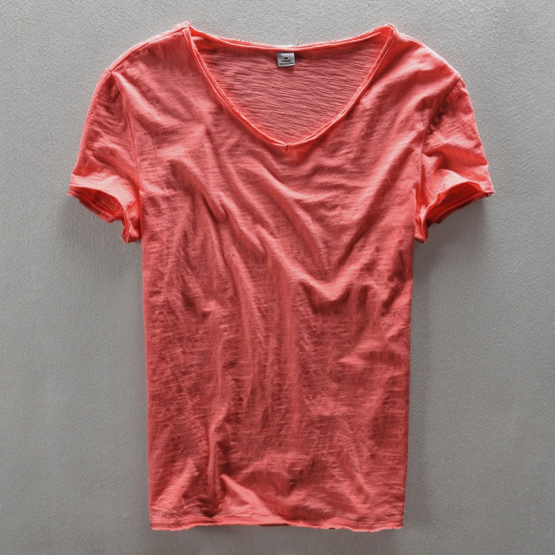 Heren T-shirt met V-hals en Casual Pasvorm voor een Ontspannen Look – COSIMO STIJL