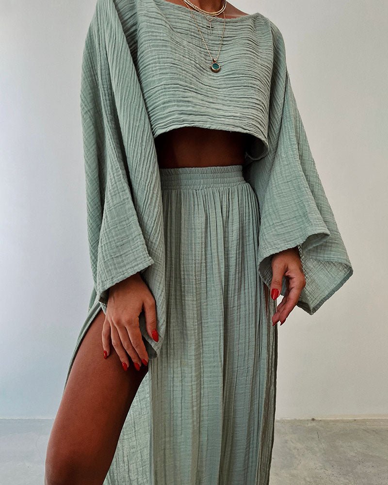 Tweedelige zomerset met cropped top en maxi-rok – SOLARA BREEZE
