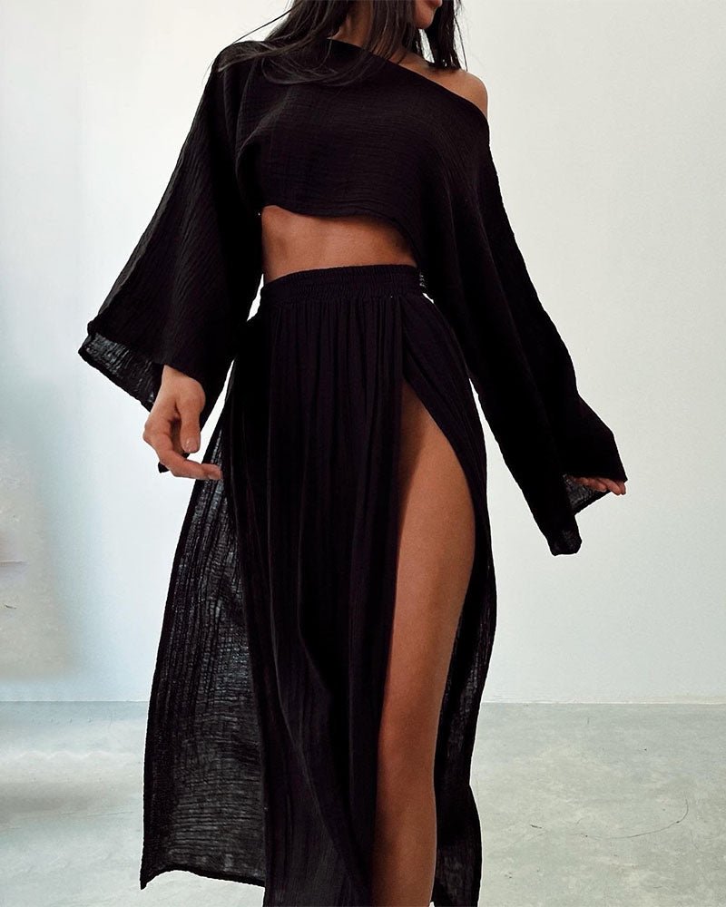 Tweedelige zomerset met cropped top en maxi-rok – SOLARA BREEZE