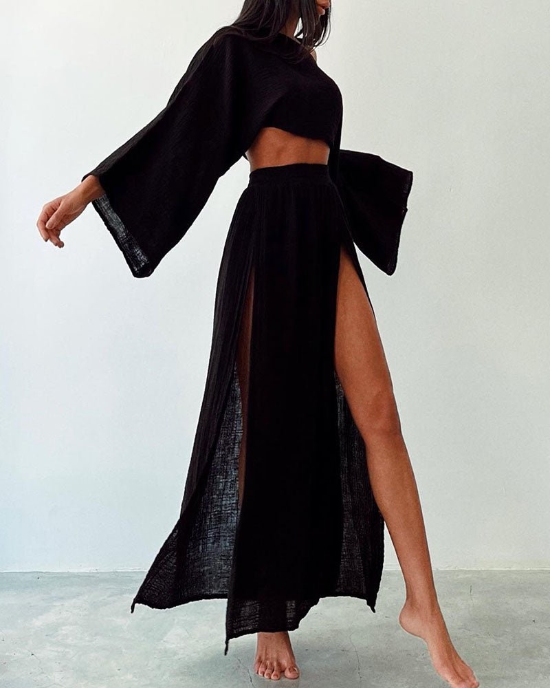 Tweedelige zomerset met cropped top en maxi-rok – SOLARA BREEZE