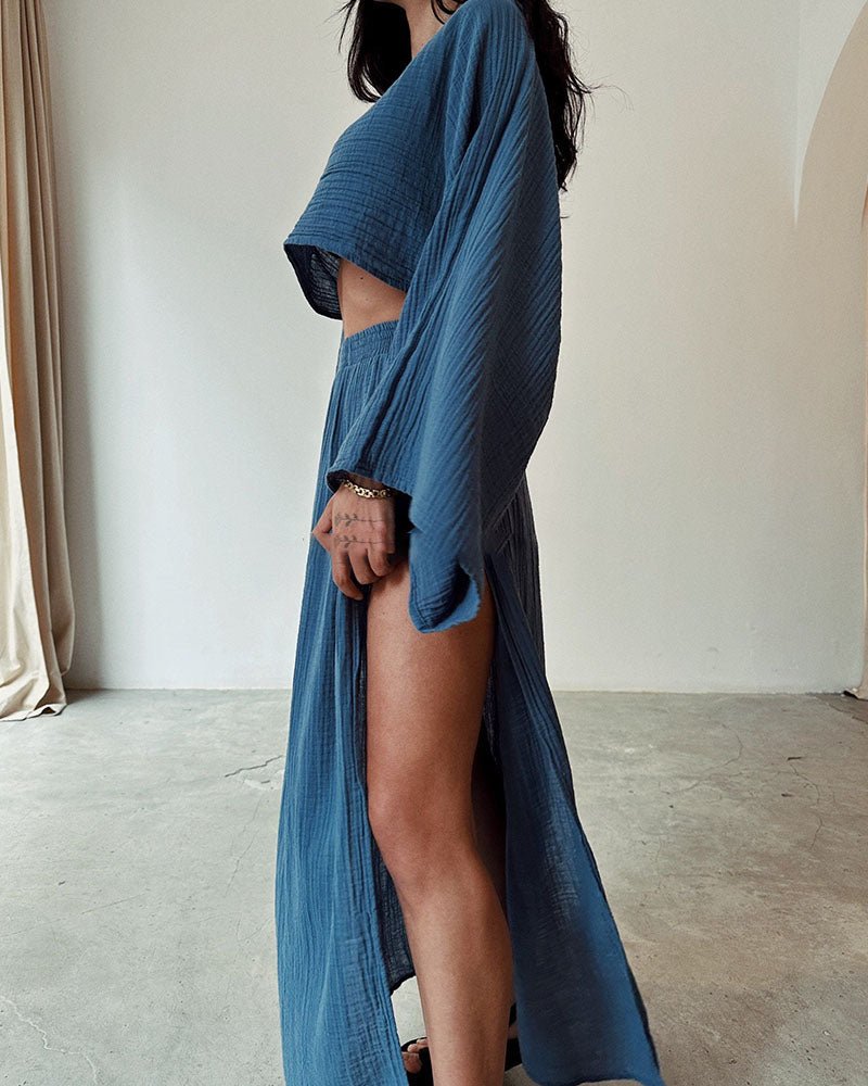 Tweedelige zomerset met cropped top en maxi-rok – SOLARA BREEZE