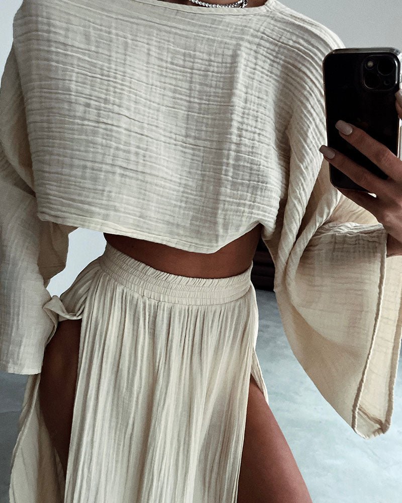 Tweedelige zomerset met cropped top en maxi-rok – SOLARA BREEZE