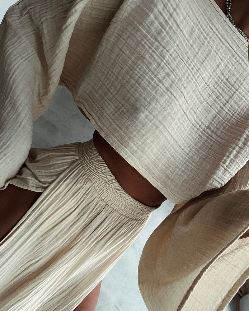 Tweedelige zomerset met cropped top en maxi-rok – SOLARA BREEZE