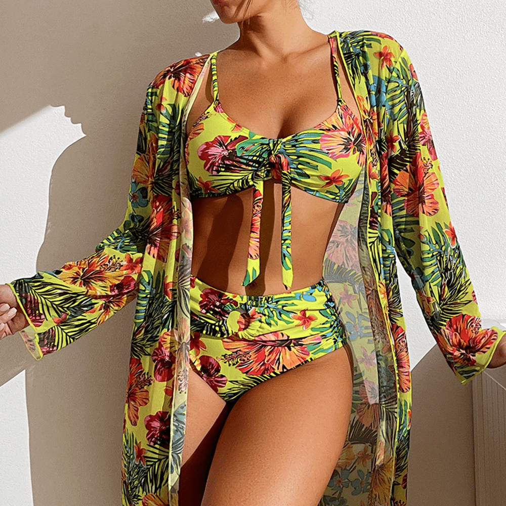 Tropische bikini set met palmenprint en comfortabele pasvorm – SOLARA PALM