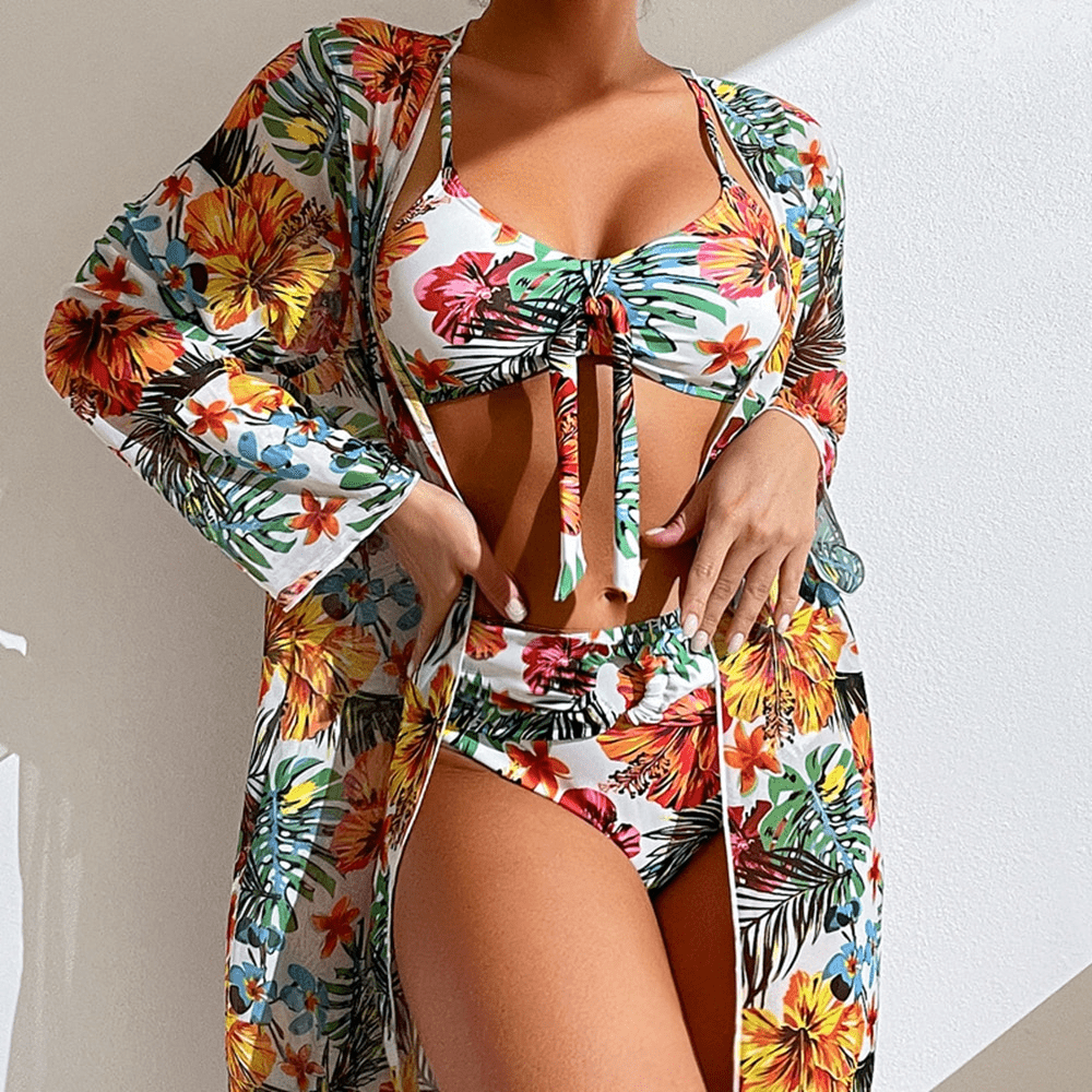 Tropische bikini set met palmenprint en comfortabele pasvorm – SOLARA PALM
