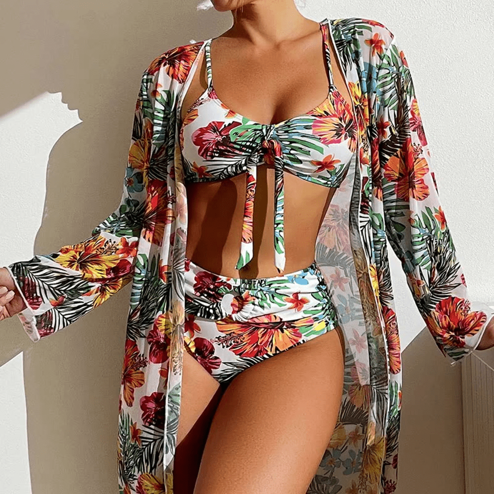 Tropische bikini set met palmenprint en comfortabele pasvorm – SOLARA PALM