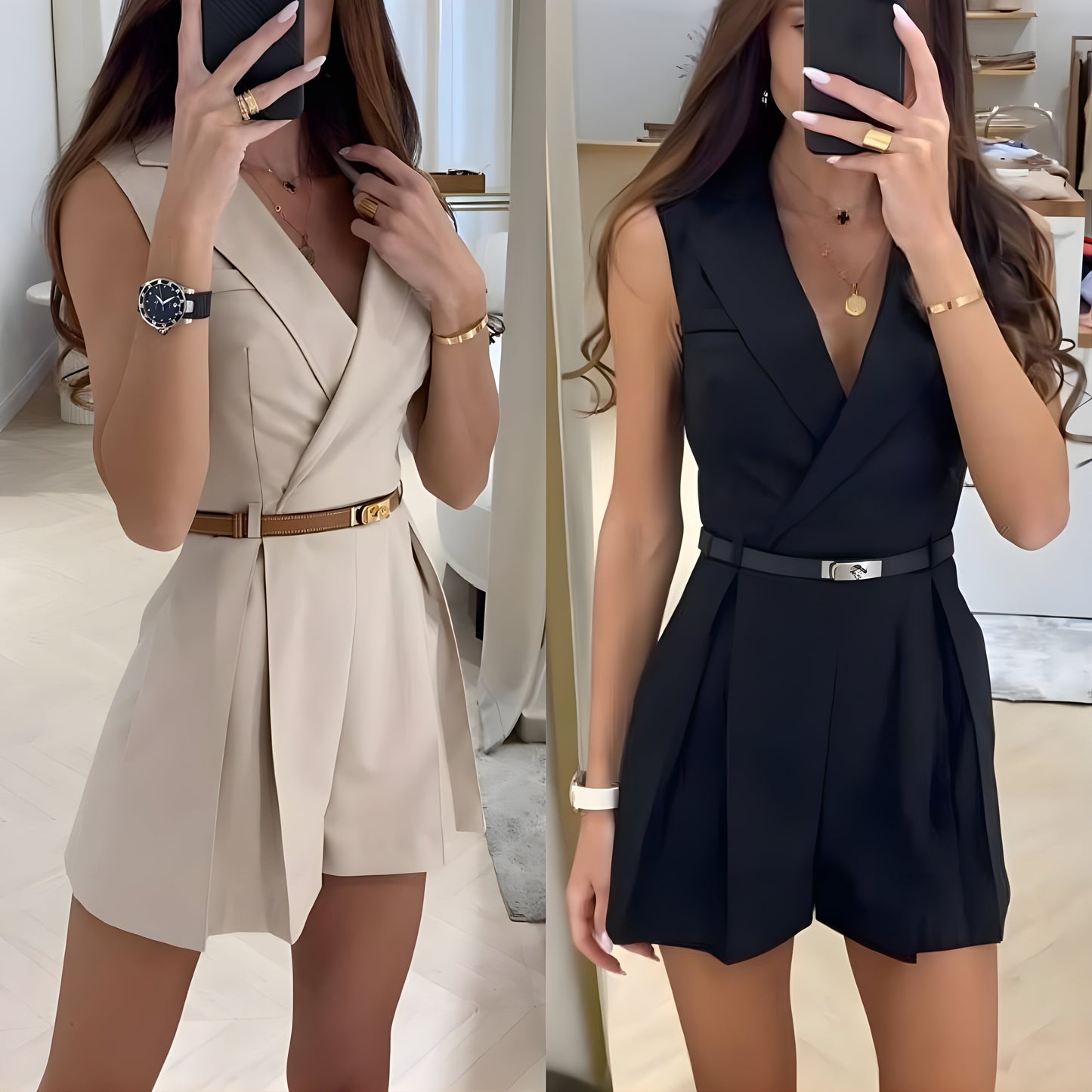 Damesjumpsuit met reverskraag en elegante taillering – MILORA BLAZE
