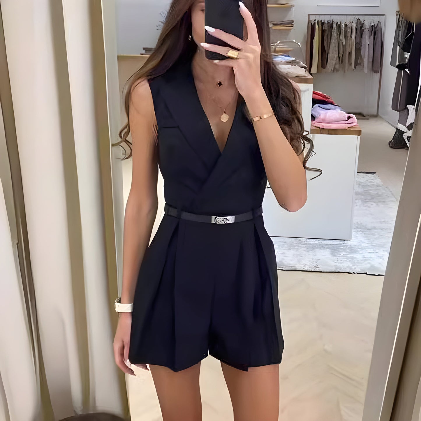 Damesjumpsuit met reverskraag en elegante taillering – MILORA BLAZE