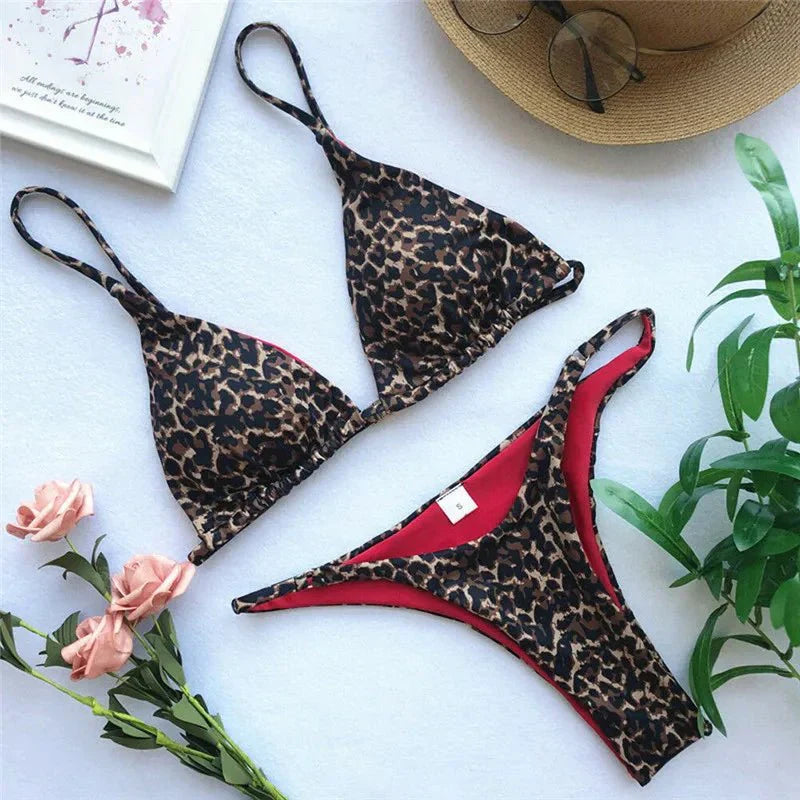 Panterprint bikini met high-waist broekje en ondersteunende top – LEONA WILD