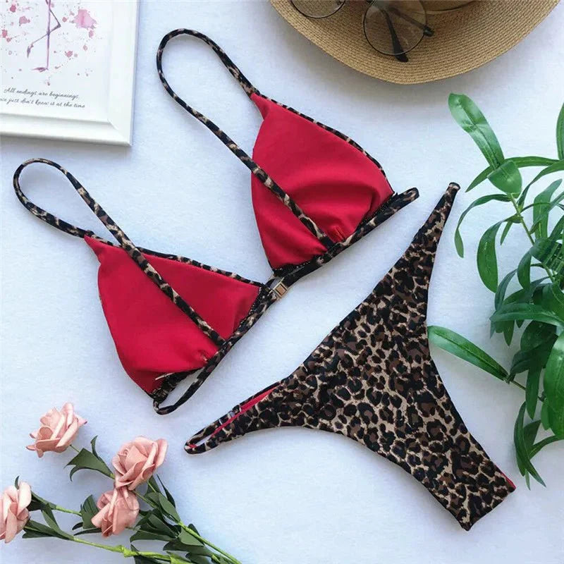 Panterprint bikini met high-waist broekje en ondersteunende top – LEONA WILD