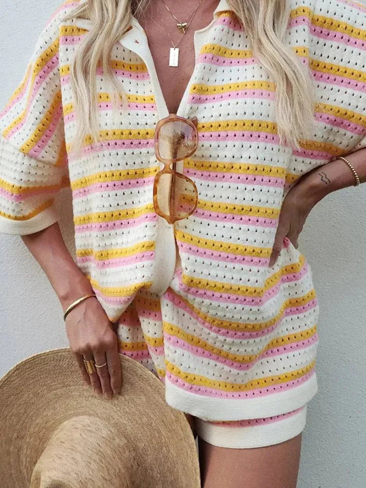 Vrouwen - Geruit Hemdje met Shorts - Lichtgewicht Katoen - Perfect voor Zomeruitstapjes