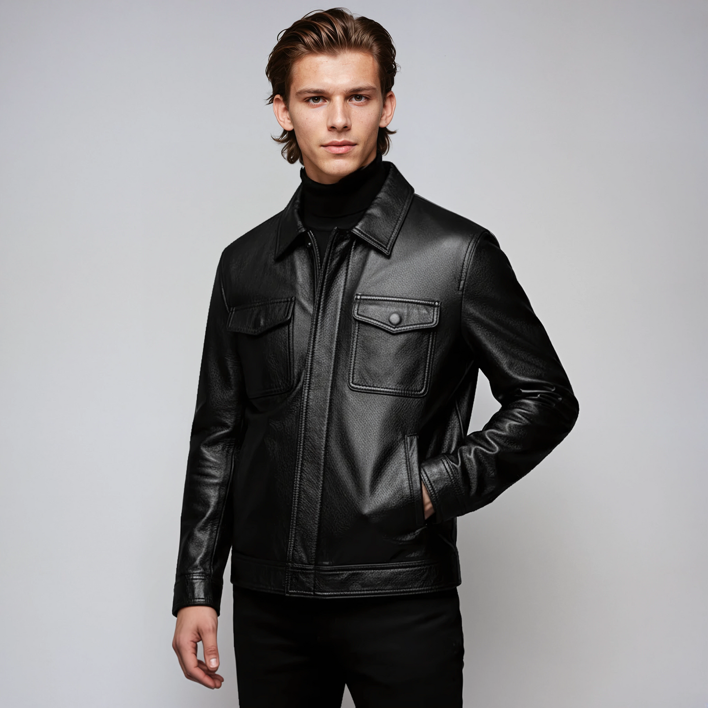 Leren Jas - Heren - Gladde Leer - Heren Leren Jas - LANCE