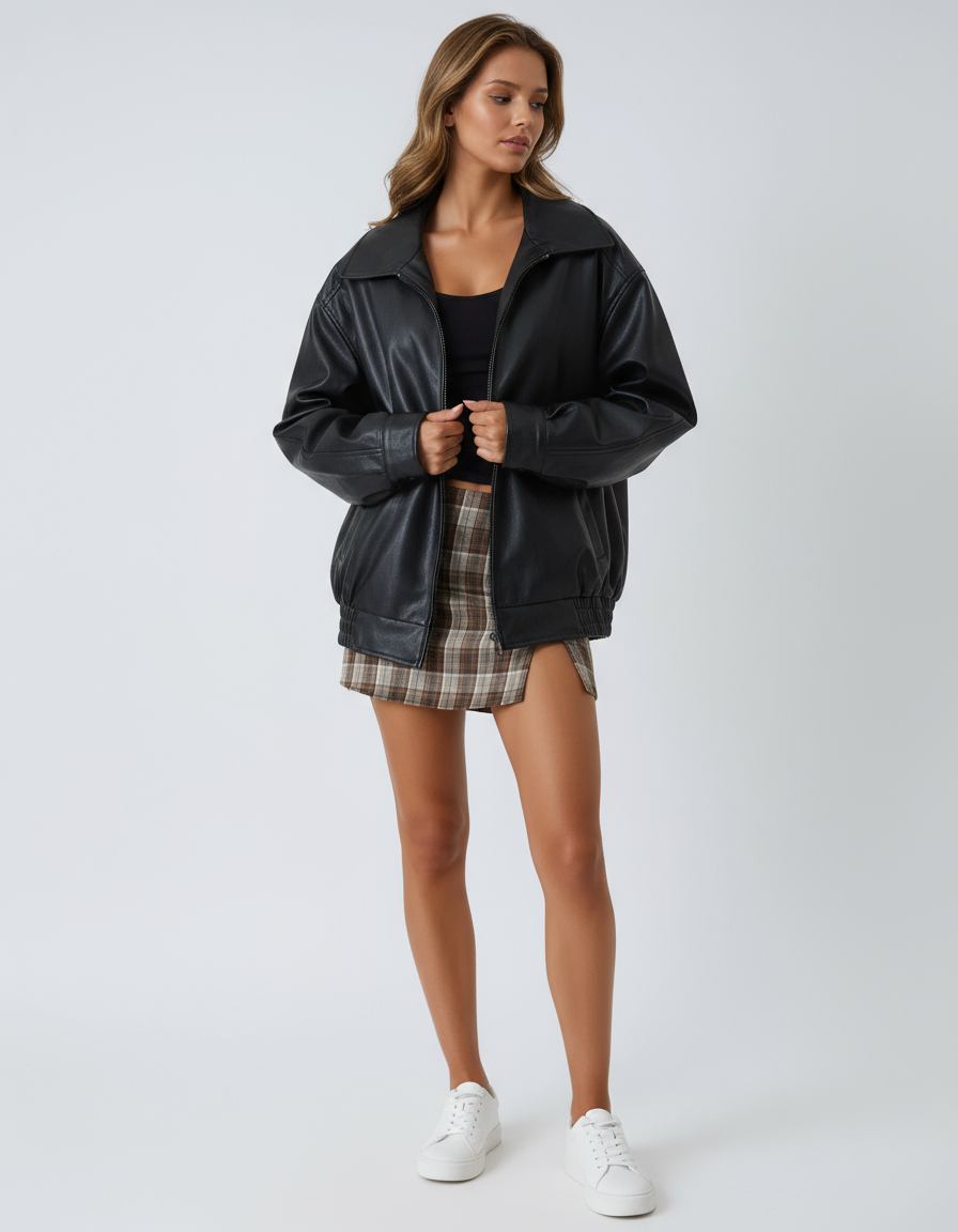 Leren Jas - Vrouwen - Oversized - Oversized Leren Jas - NOVA