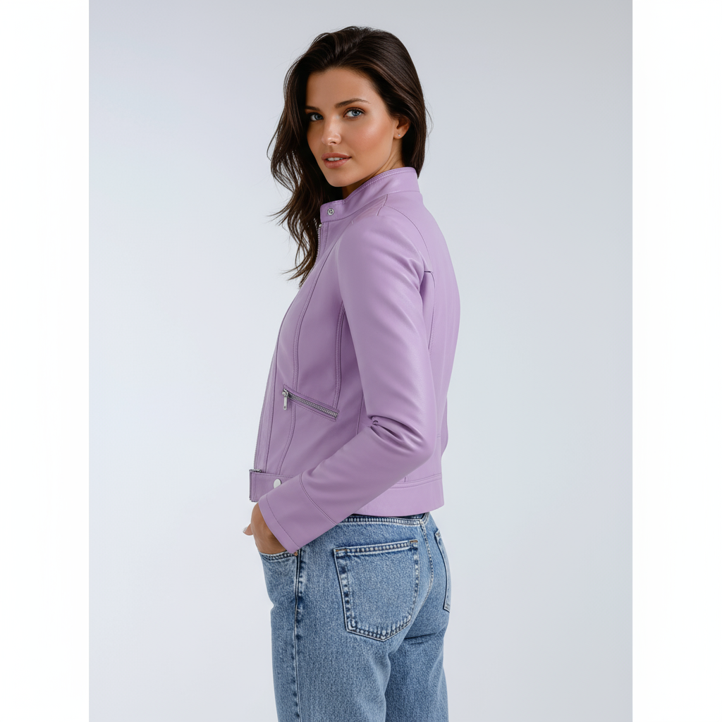 Leren Jas - Dames - Biker Met Rits - Biker Leren - Aurora