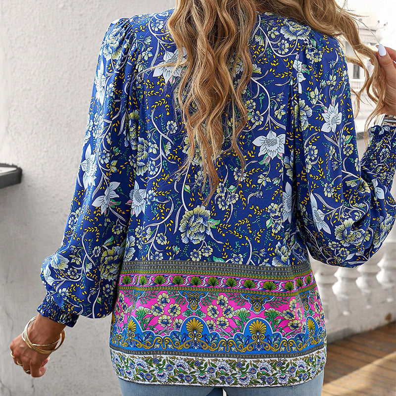 Vrouwen - Bohemian Bloemen Blouse - Lichtgewicht Materiaal - Ademend Comfort - BOHO CHARME