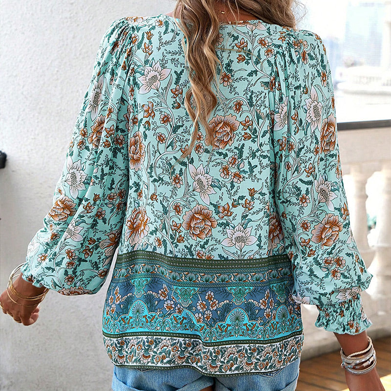 Vrouwen - Bohemian Bloemen Blouse - Lichtgewicht Materiaal - Ademend Comfort - BOHO CHARME