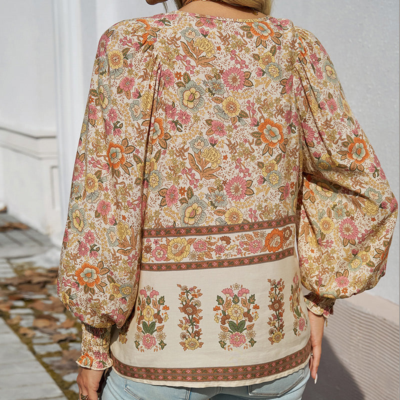 Vrouwen - Bohemian Bloemen Blouse - Lichtgewicht Materiaal - Ademend Comfort - BOHO CHARME