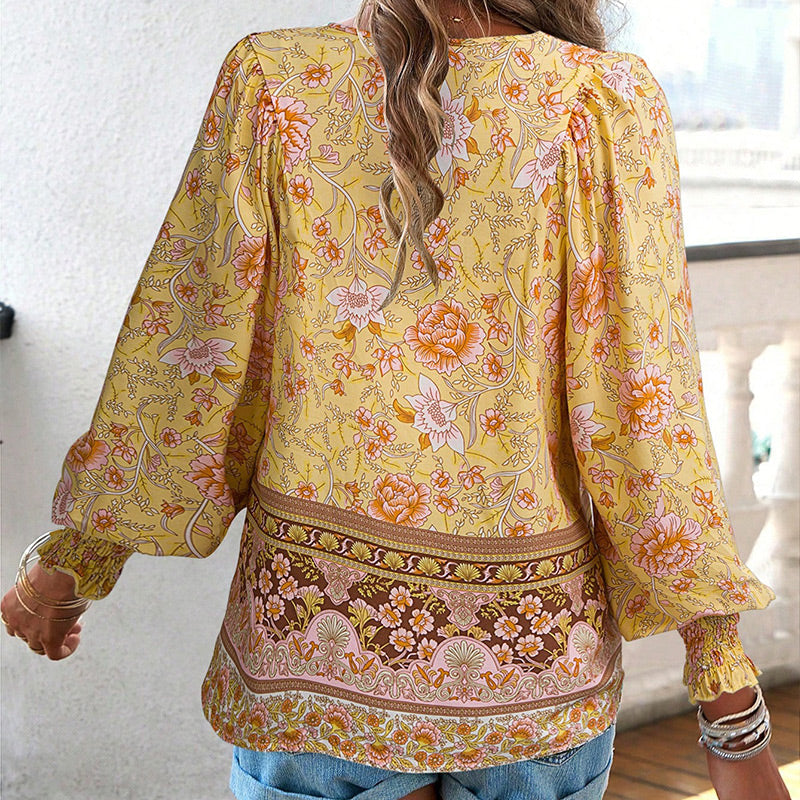 Vrouwen - Bohemian Bloemen Blouse - Lichtgewicht Materiaal - Ademend Comfort - BOHO CHARME