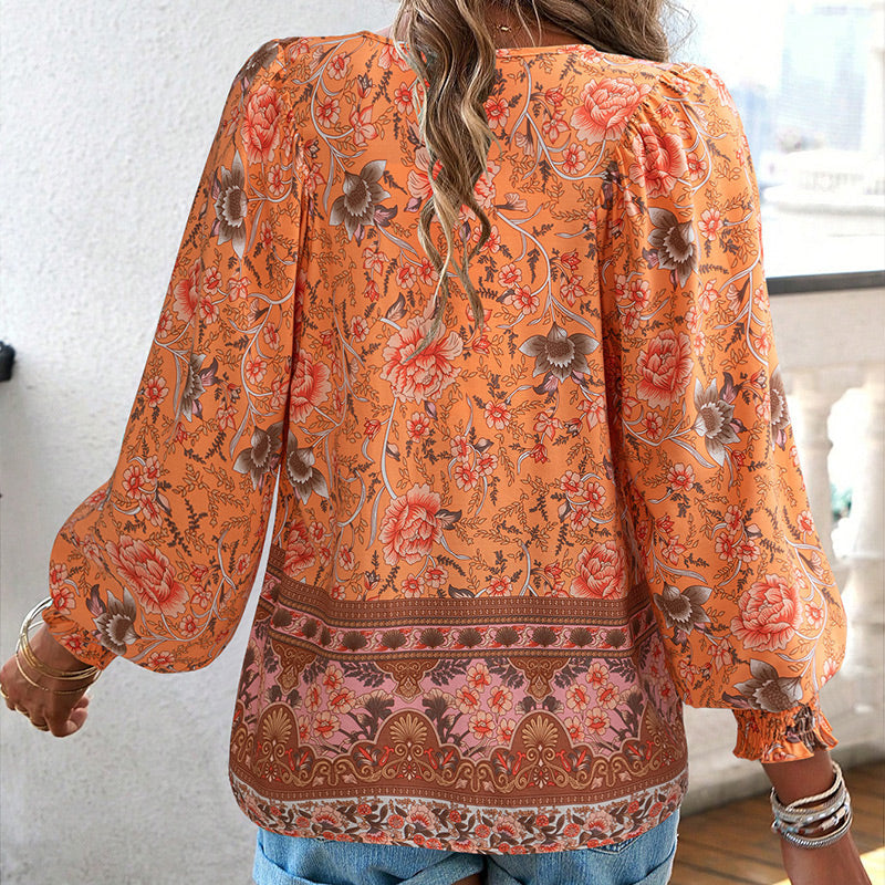 Vrouwen - Bohemian Bloemen Blouse - Lichtgewicht Materiaal - Ademend Comfort - BOHO CHARME