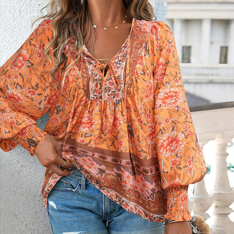 Vrouwen - Bohemian Bloemen Blouse - Lichtgewicht Materiaal - Ademend Comfort - BOHO CHARME