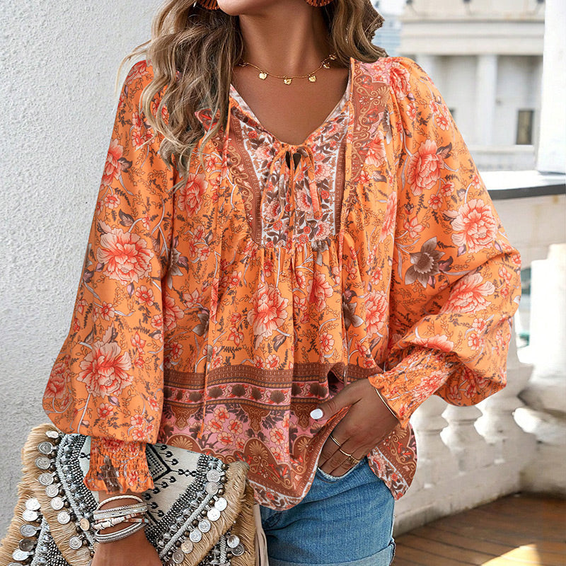 Vrouwen - Bohemian Bloemen Blouse - Lichtgewicht Materiaal - Ademend Comfort - BOHO CHARME