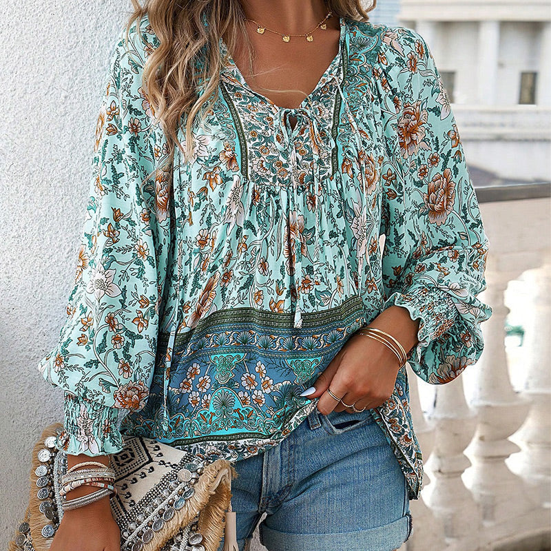Vrouwen - Bohemian Bloemen Blouse - Lichtgewicht Materiaal - Ademend Comfort - BOHO CHARME