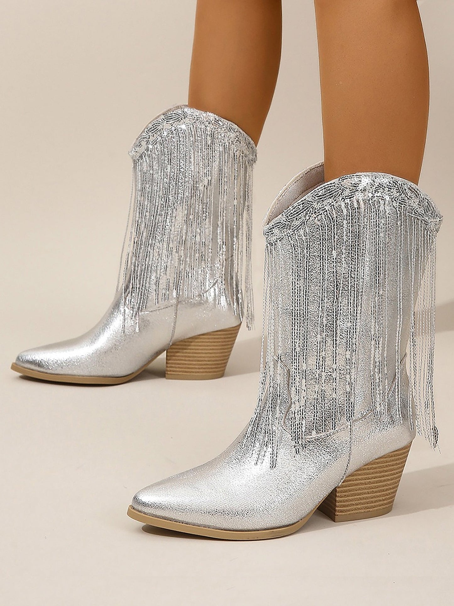 Cowboy Laarzen - Vrouwen - Metallic Glans - Laarzen - Woestijn